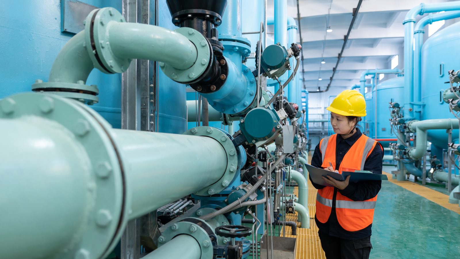 Ing&eacute;nieur Enviro-Experts inspectant des installations de r&eacute;frig&eacute;ration industrielle - g&eacute;nie &eacute;nerg&eacute;tique, performance et d&eacute;carbonation